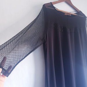 Belldini Black Top with mesh sleeves